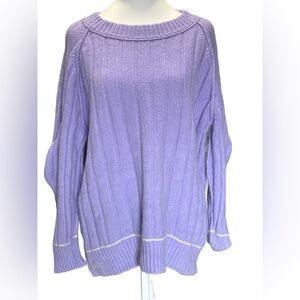 Free People Lilac Ribbed Crewneck Sweater XS